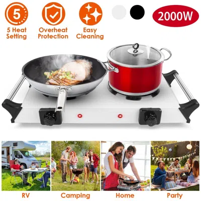 Eruule 2000w Electric Dual Burner Portable Coil Heating Hot Plate Stove Countertop Rv Hotplate With 5 Tempe In Red