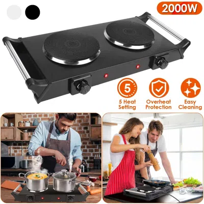 Eruule 2000w Electric Dual Burner Portable Coil Heating Hot Plate Stove Countertop Rv Hotplate With 5 Tempe In Black