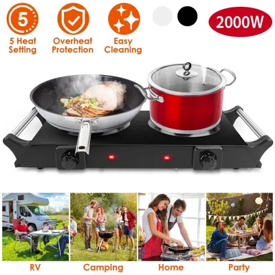 Eruule 2000w Electric Dual Burner Portable Coil Heating Hot Plate Stove Countertop Rv Hotplate With 5 Tempe In Red