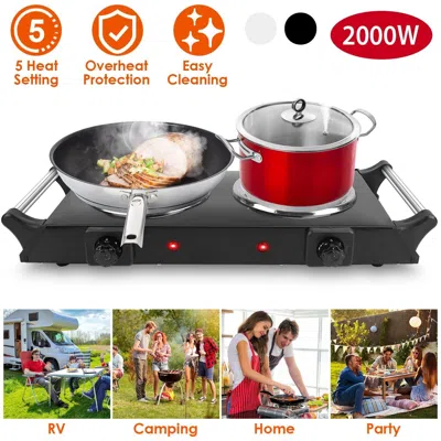 Eruule 2000w Electric Dual Burner Portable Coil Heating Hot Plate Stove Countertop Rv Hotplate With 5 Tempe In Red