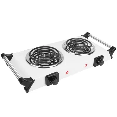 Eruule 2000w Electric Dual Burner Portable Coil Heating Hot Plate Stove Countertop Rv Hotplate With 5 Tempe In White