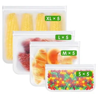 Eruule 20pcs Reusable Food Storage Bags 5 Sandwich Snack Gallon Quart Bag Leakproof Bpa Free Food Container In Multi