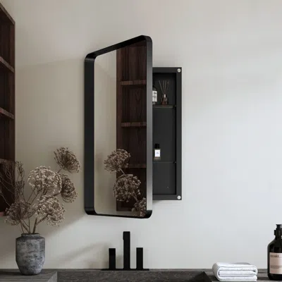 Eruule 20x30 Inch Recessed Black Metal Framed Medicine Cabinet With Mirror And Adjustable Shelves Black Wal