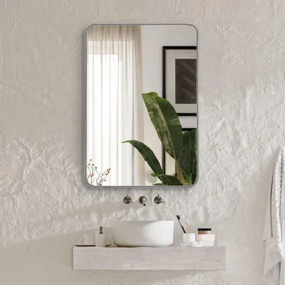 Eruule 22x30 Inch Silver Metal Framed Rectangular Bathrrom Mirror For Wall.(w2203p183126) In White