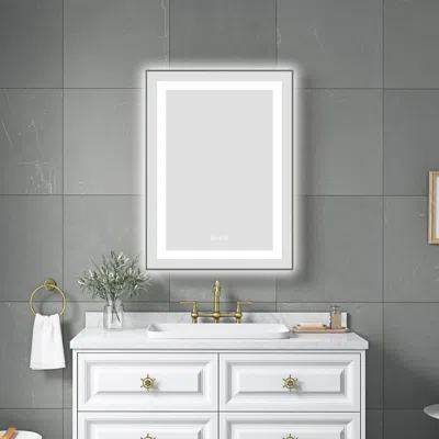 Eruule 24 X 32 Inch Led Bathroom Mirror With Front And Backlight, Wall Mounted Vanity Mirror With Aluminum  In White