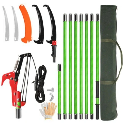 Eruule 26ft Manual Pole Saw, Lightweight Tree Trimmers Long Handle Pruner Set, Sharp Steel Blade And Scisso
