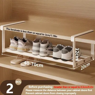 Eruule 2pcs Adjustable And Expandable Shoe Rack, Stackable Iron Shoe Rack, Space Saving Hanging Rack, Suita In Nude