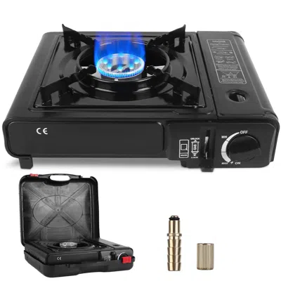 Eruule 3300w Portable Camping Stove Butane Canister Dual Fuel Burner Piezo Electric Ignition Single Burner  In Black