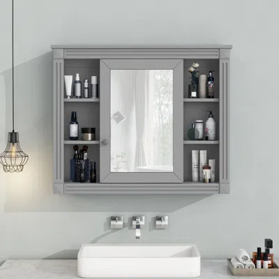 Eruule 35'' X 28'' Wall Mounted Bathroom Storage Cabinet, Medicine Cabinet, Modern Bathroom Wall Cabinet Wi In Gray