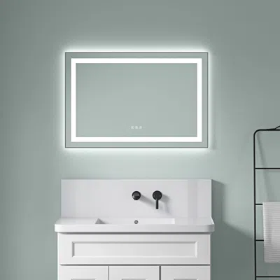 Eruule 36 X 24 Inch Led Bathroom Mirror With Front And Backlight, Wall Mounted Vanity Mirror With Aluminum  In Transparent