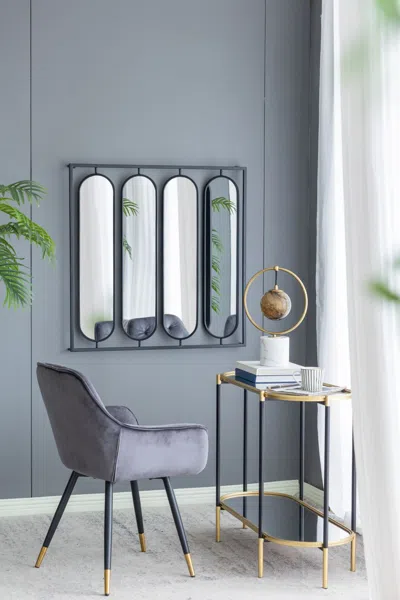 Eruule 36" X 36" Large Four Oval Wall Mirror With Black Square Frame, Home Decor For Living Room, Bedroom,  In Gray