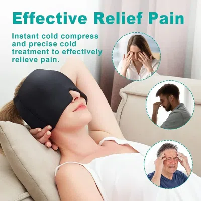 Eruule 360° Massage Migraine Relief Hat Stress Relief Eye Mask Gel Hot Cold Therapy Headache Pain Relief Ca In Black