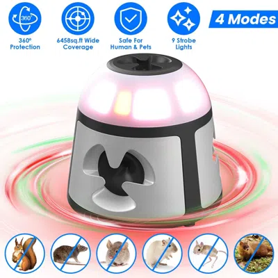 Eruule 360°ultrasonic Mice Repellent Indoor Rodent Repeller Rat Squirrel Rodent Control Device With 4 Modes In Silver