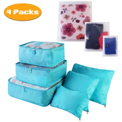 Eruule 36pcs/4set Clothes Storage Bags Water-resistant Travel Luggage Organizer Clothing Packing Cubes For  In Blue