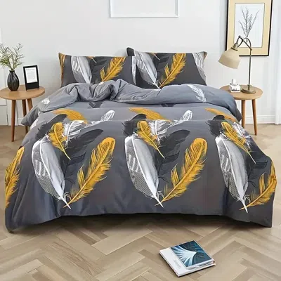 Eruule 3pcs Duvet Cover Set Queen (duvet Cover*1+pillowcase*2) Extremely Diverse Styles - Mile Feather In Gray