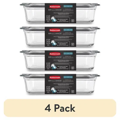 Eruule (4 Pack)glass Food Storage Container With Lid, Bpa Free And Leak Proof, 8-cup