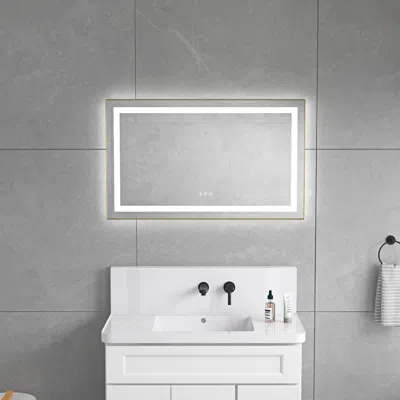 Eruule 40 X 24 Inch Led Bathroom Mirror With Front And Backlight, Wall Mounted Vanity Mirror With Aluminum  In White