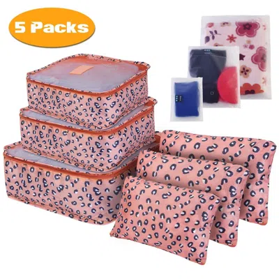 Eruule 45pcs/5set Clothes Storage Bags Water-resistant Travel Luggage Organizer Clothing Packing Cubes For  In Pink