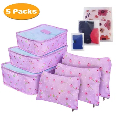 Eruule 45pcs/5set Clothes Storage Bags Water-resistant Travel Luggage Organizer Clothing Packing Cubes For  In Purple