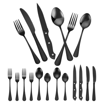 Eruule 48-piece Silverware Set Stainless Steel Cutlery Flatware Utensil Kitchen For 8 In Black