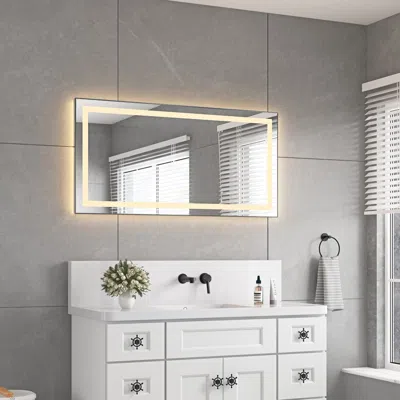Eruule 48 X 24 Inch Led Bathroom Mirror With Front And Backlight, Wall Mounted Vanity Mirror With Aluminum  In White