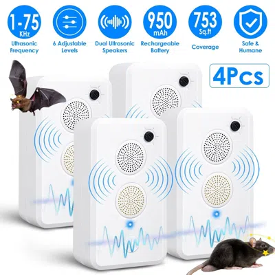 Eruule 4pack Options - Rechargeable Ultrasonic Bat Repellent Indoor Outdoor Bird Mouse Deterrent Device Wit In White