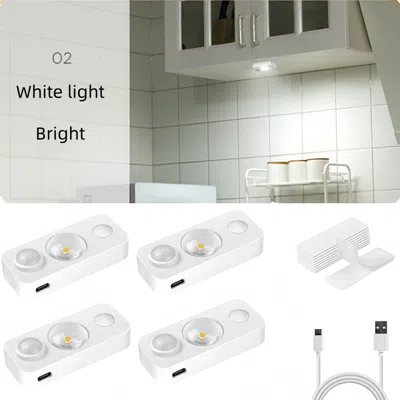 Eruule 4pcs Led Motion-sensing Bulb, Rechargeable Cabinet Light, Stick-on Wireless Led Night Light, Under D