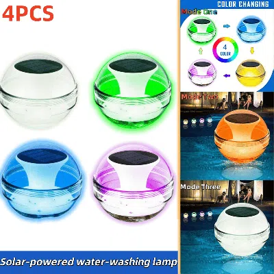 Eruule 4pcs Outdoor Solar Rechargeable Floating Pool Lights,pool Lights That Float With Solar Charging Pane