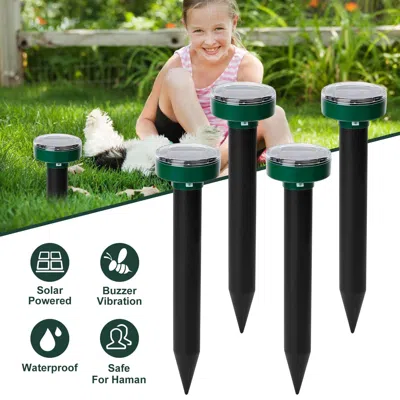 Eruule 4pcs Solar Powered Mole Repeller Sonic Gopher Stake Repellent Waterproof Outdoor For Farm Garden Yar In Green