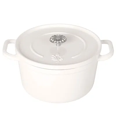 Eruule 5-quart Enameled Cast Iron Dutch Oven Pot With Lid, Linen In White