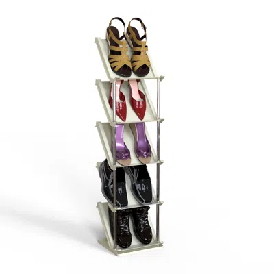 Eruule 5 Tiervertical Shoe Rack Narrow Free Standing Storage Organizer For Entryway Space-saving Stackable  In Silver