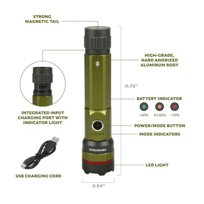 Eruule 5000 Lumen Rechargeable Led Flashlight With Ip67 Waterproof Magnetic Tailcap In Green