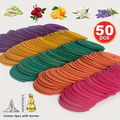 Eruule 50pcs Spiral Incense, Lemongrass, Rose, Jasmine, Lavender Orange Aromatherapy Coils, Burning Time 3-