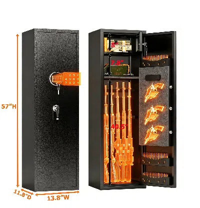 Eruule 57" High Large Capacity Mechanical Device Safe For Rifles & Handdevices, Digital Password Lock, Buil In Black