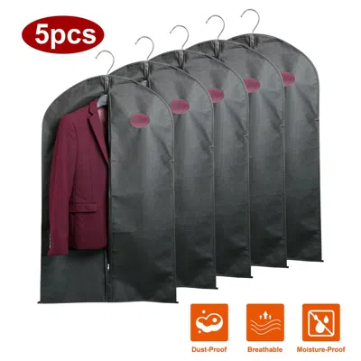 Eruule 5pcs 39" Garment Bags Hanging Suit Bags Covers Breathable With Full Zipper Transparent Window In Multi