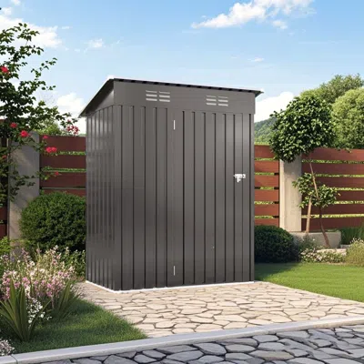 Eruule 5x3 Ft Metal Outdoor Storage Shed, Tool Shed With Pitched Roof And Lockable Door Compact Metal Tool 