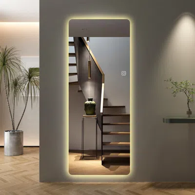 Eruule 65x21in Full Body Mirror With Lights Full Length Mirror Wall Hanging Type Suitable For Bedrooms, Dim In Gold