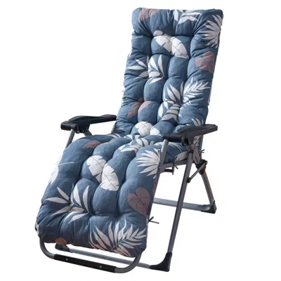 Eruule 67x22in Chaise Lounger Cushion Recliner Rocking Chair Sofa Mat Deck Chair Cushion -blue_greyleaf