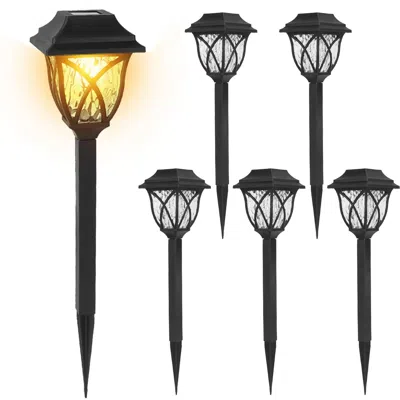 Eruule 6pack Solar Powered Stake Light Outdoor Decorative Landscape Lamp Ip45 Waterproof Auto On Off Outdoo