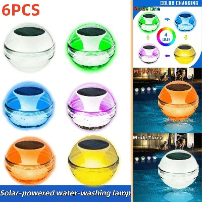 Eruule 6pcs Outdoor Solar Rechargeable Floating Pool Lights,pool Lights That Float With Solar Charging Pane