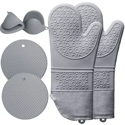 Eruule 6pcs Pot Holders And Oven Mitts Heat Resistant, Non-slip Silicone Mini Oven Gloves And Hot Pads For 