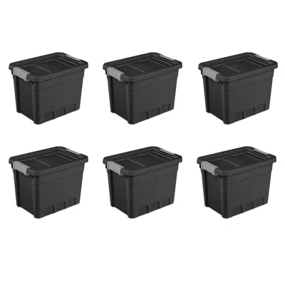 Eruule 7.5 Gallon Stacker Tote, Durable Plastic Bin With Latch Lid, Black, 6 Pack In Red