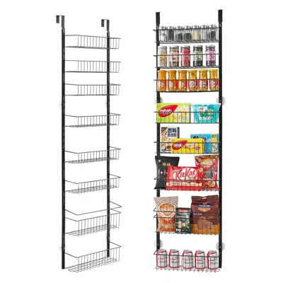 Eruule 8-tier Over The Door Pantry Organizer Hanging Storage Rack Adjustable Kitchen In Black