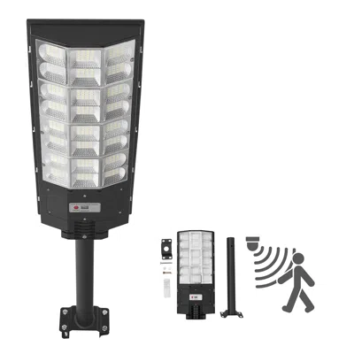 Eruule 8000w Solar Street Light Outdoor, 450000lm, Commercial Parking Lot Light Dusk To Dawn, Led Flood Sec In Black