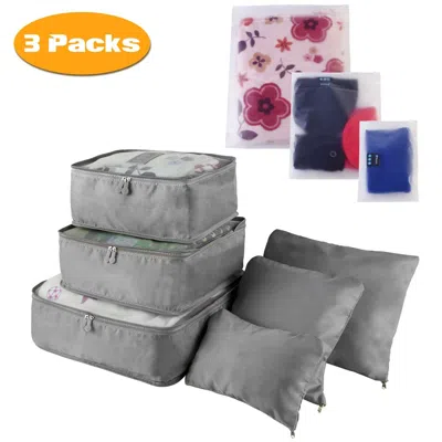 Eruule 9pcs/set Clothes Storage Bags Water-resistant Travel Luggage Organizer Clothing Packing Cubes For Bl In Gray