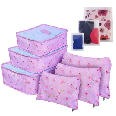 Eruule 9pcs/set Clothes Storage Bags Water-resistant Travel Luggage Organizer Clothing Packing Cubes For Bl In Purple