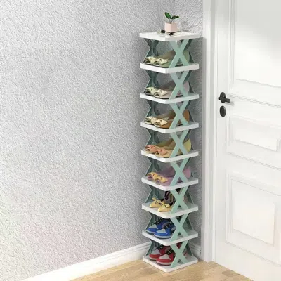 Eruule 9tier Narrow Entryway Shoe Rack Free Standing Vertical Shoe Organizer Plastic Shoes Storage Shelf Cl In Blue