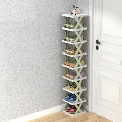 Eruule 9tier Narrow Entryway Shoe Rack Free Standing Vertical Shoe Organizer Plastic Shoes Storage Shelf Cl In White