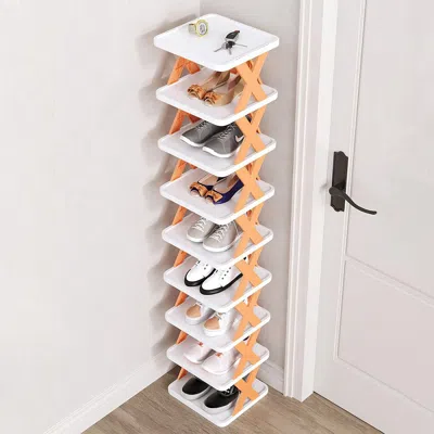 Eruule 9tier Narrow Entryway Shoe Rack Plastic Vertical Shoe Organizer Space Saving Free Standing Shoes Sto In White