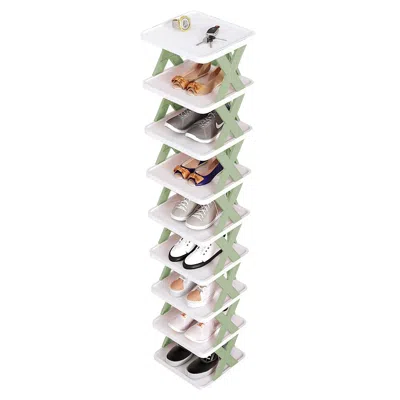 Eruule 9tier Narrow Entryway Shoe Rack Plastic Vertical Shoe Organizer Space Saving Free Standing Shoes Sto In White